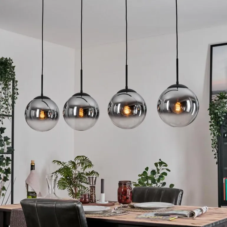Gastor Suspension, Boule lumineuse, Suspension Chrome, Clair, Fumé, 4 lumières