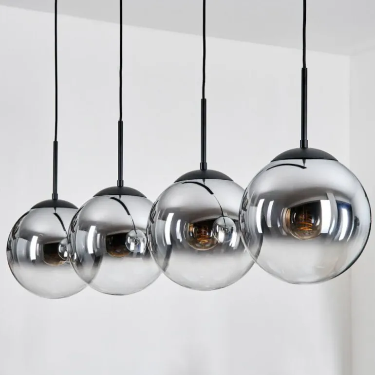 Gastor Suspension, Boule lumineuse, Suspension Chrome, Clair, Fumé, 4 lumières