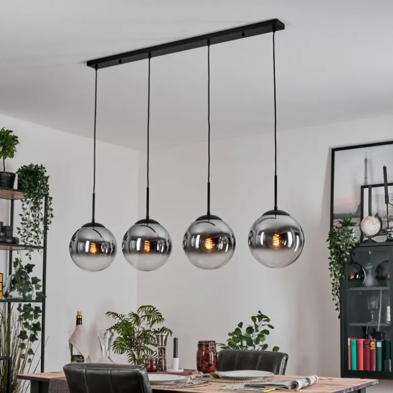 Gastor Suspension, Boule lumineuse, Suspension Chrome, Clair, Fumé, 4 lumières