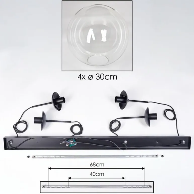 Gastor Suspension, Boule lumineuse, Suspension Clair, 4 lumières