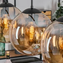 Gastor Suspension, Boule lumineuse, Suspension Ambre, 4 lumières