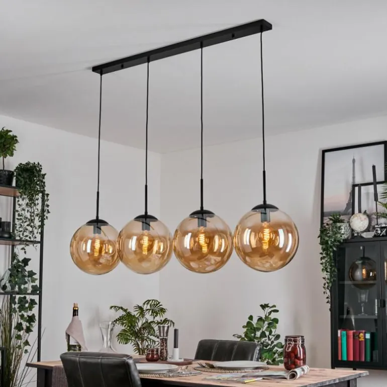 Gastor Suspension, Boule lumineuse, Suspension Ambre, 4 lumières
