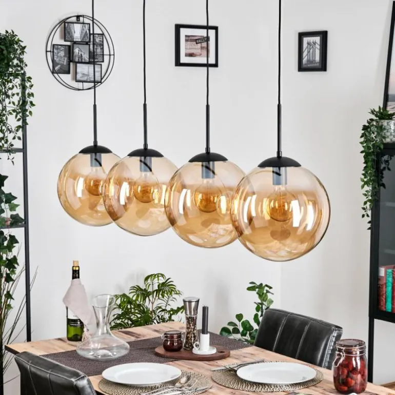 Gastor Suspension, Boule lumineuse, Suspension Ambre, 4 lumières
