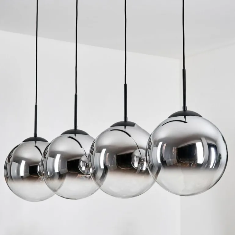 Gastor Suspension, Boule lumineuse, Suspension Chrome, Clair, Fumé, 4 lumières