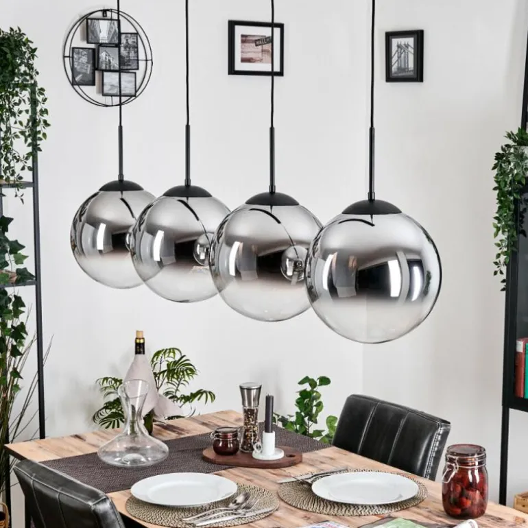 Gastor Suspension, Boule lumineuse, Suspension Chrome, Clair, Fumé, 4 lumières