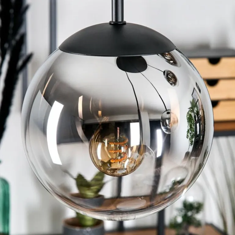 Gastor Suspension, Boule lumineuse, Suspension Chrome, Clair, Fumé, 5 lumières