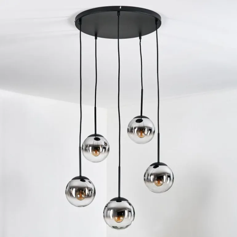 Gastor Suspension, Boule lumineuse, Suspension Chrome, Clair, Fumé, 5 lumières