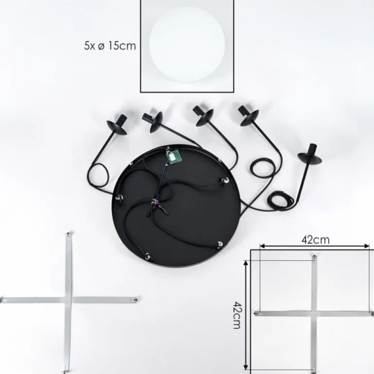 Gastor Suspension, Boule lumineuse, Suspension Blanc, 5 lumières