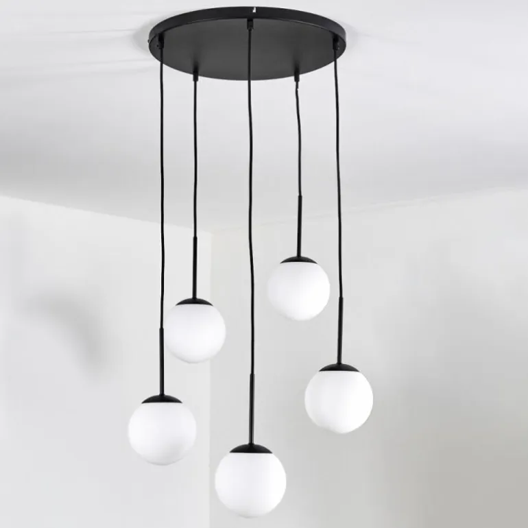 Gastor Suspension, Boule lumineuse, Suspension Blanc, 5 lumières