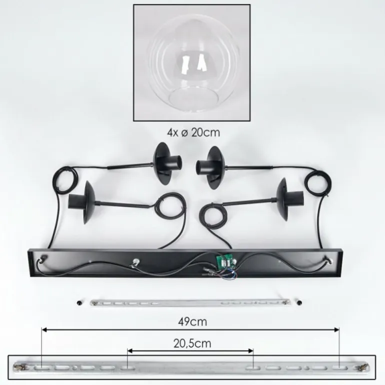 Gastor Suspension, Boule lumineuse, Suspension Clair, 4 lumières