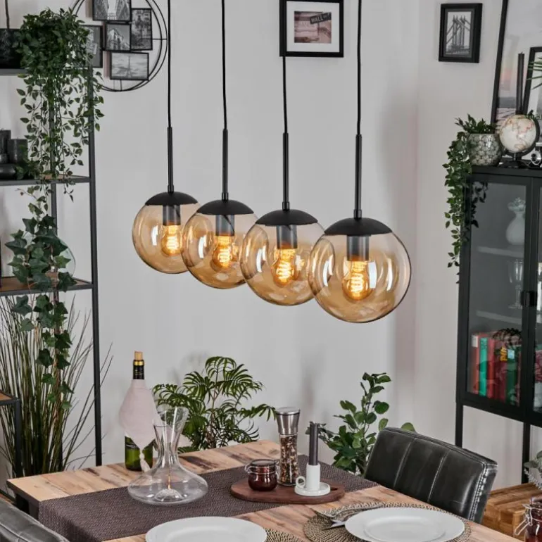 Gastor Suspension, Boule lumineuse, Suspension Ambre, 4 lumières