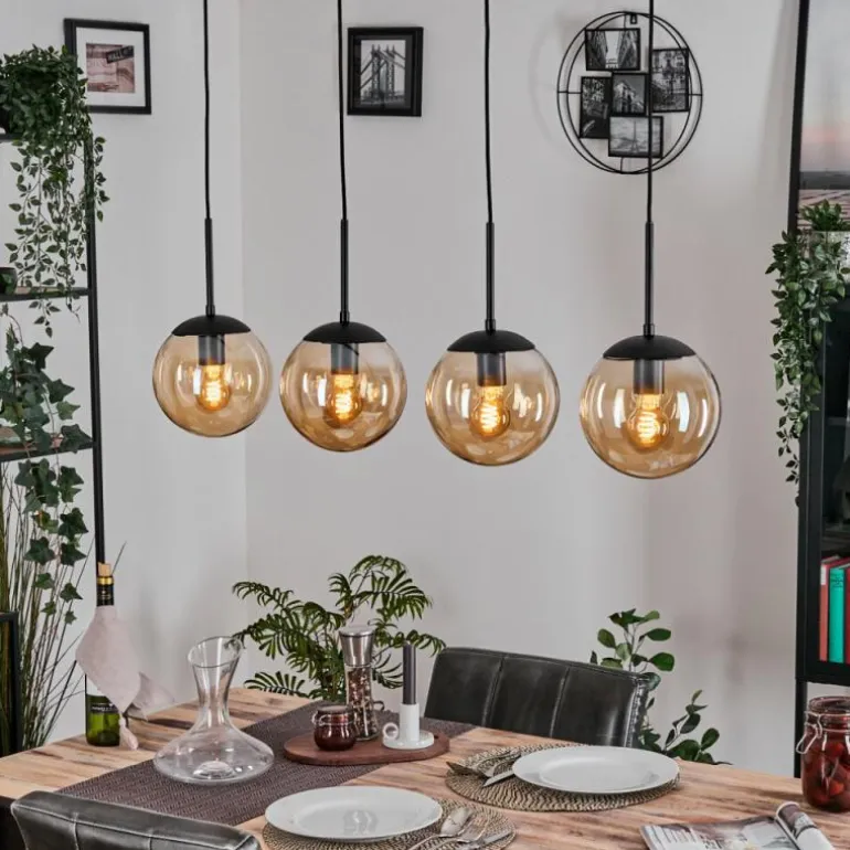 Gastor Suspension, Boule lumineuse, Suspension Ambre, 4 lumières