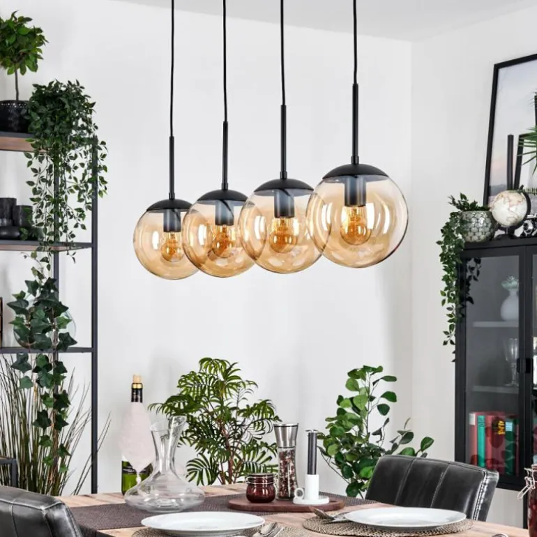 Gastor Suspension, Boule lumineuse, Suspension Ambre, 4 lumières