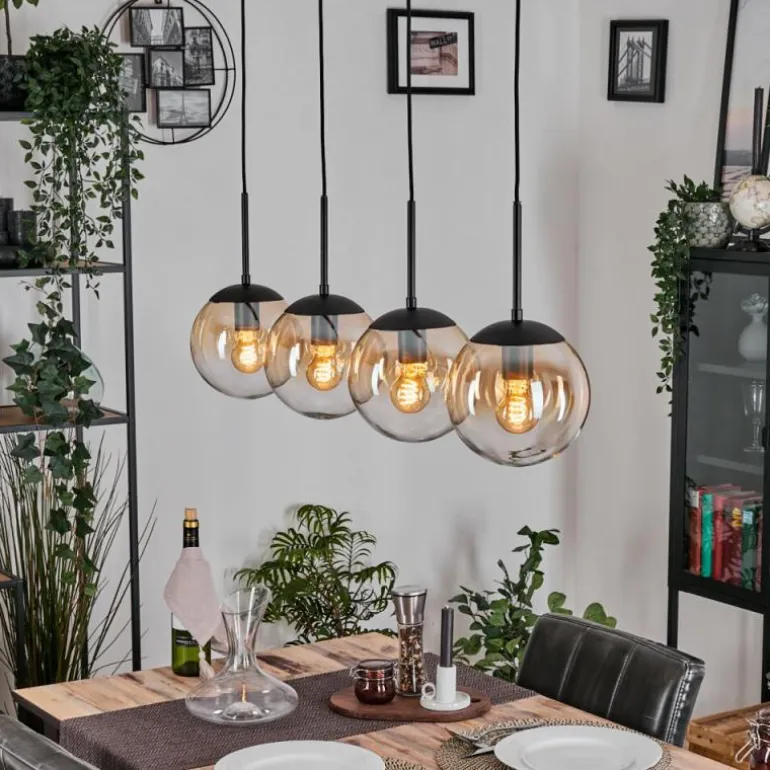 Gastor Suspension, Boule lumineuse, Suspension Ambre, Clair, 4 lumières