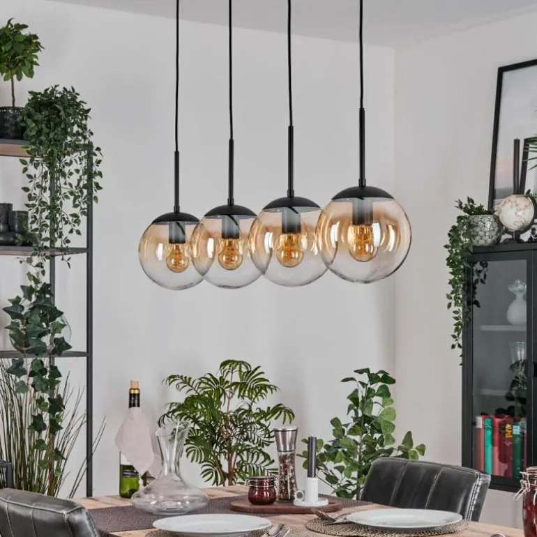 Gastor Suspension, Boule lumineuse, Suspension Ambre, Clair, 4 lumières