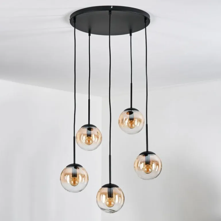 Gastor Suspension, Boule lumineuse, Suspension Ambre, Clair, 5 lumières