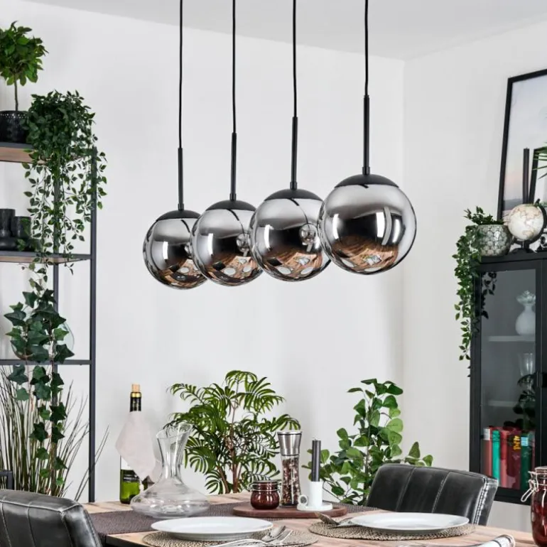Gastor Suspension, Boule lumineuse, Suspension Chrome, Fumé, 4 lumières