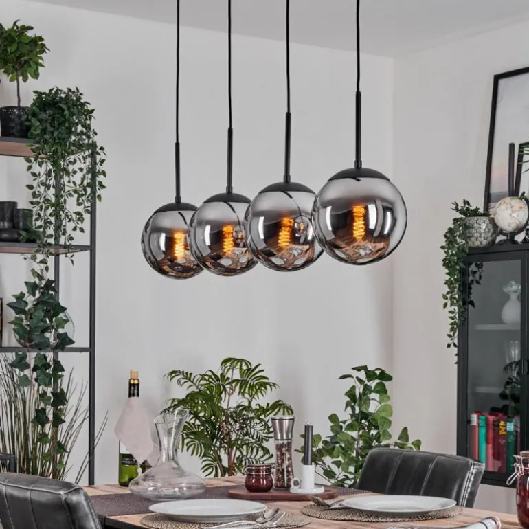 Gastor Suspension, Boule lumineuse, Suspension Chrome, Fumé, 4 lumières
