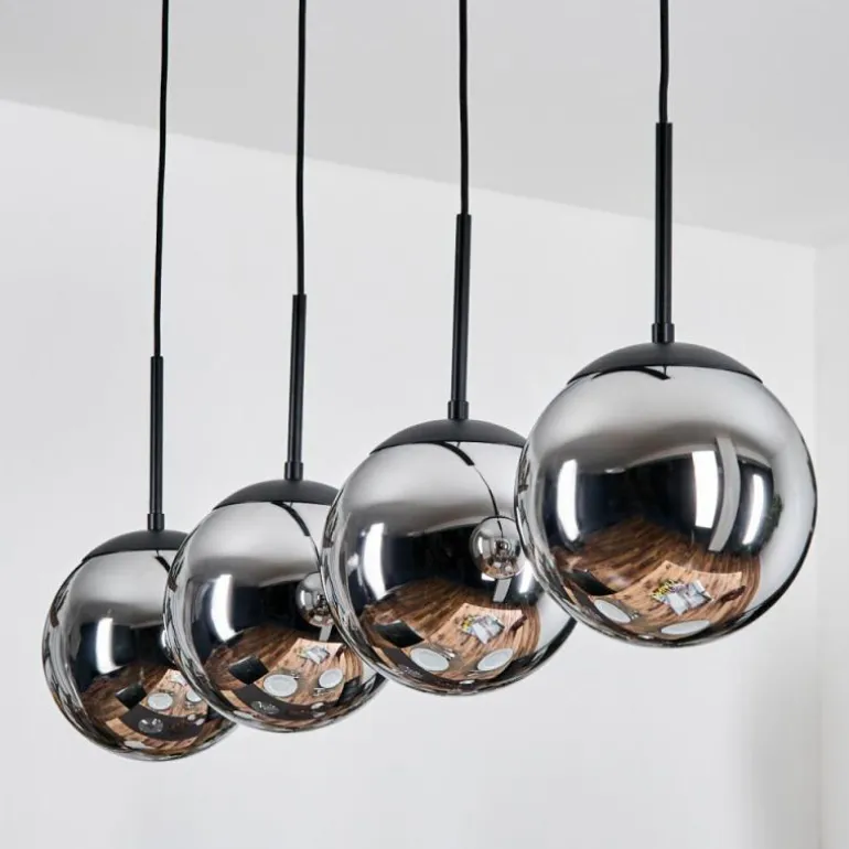 Gastor Suspension, Boule lumineuse, Suspension Chrome, Fumé, 4 lumières