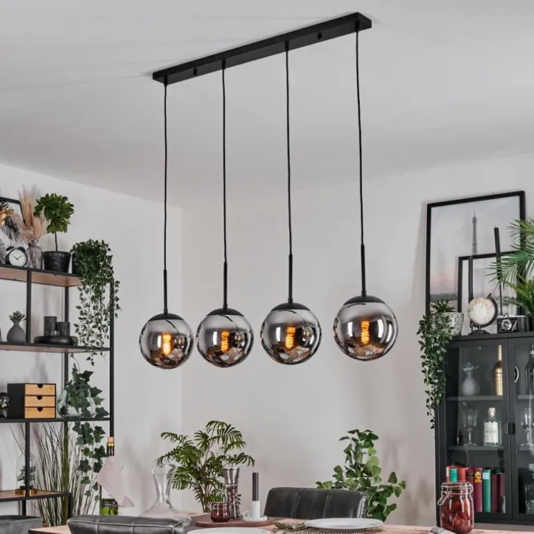 Gastor Suspension, Boule lumineuse, Suspension Chrome, Fumé, 4 lumières