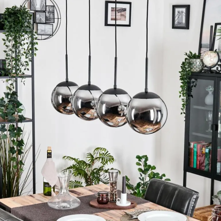 Gastor Suspension, Boule lumineuse, Suspension Chrome, Fumé, 4 lumières