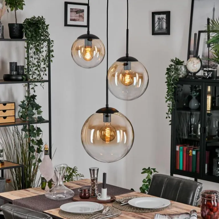 Gastor Suspension, Boule lumineuse, Suspension 30 cm Ambre, Clair, 3 lumières