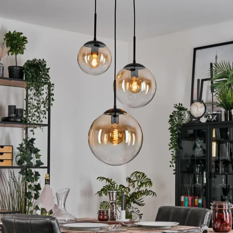 Gastor Suspension, Boule lumineuse, Suspension 30 cm Ambre, Clair, 3 lumières