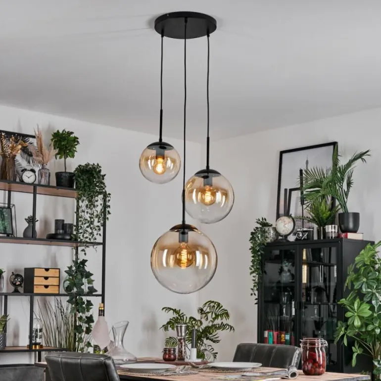 Gastor Suspension, Boule lumineuse, Suspension 30 cm Ambre, Clair, 3 lumières