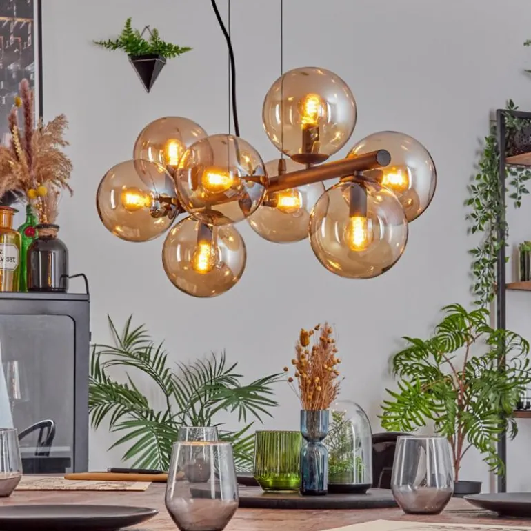 Gastor Suspension, Boule lumineuse, Suspension Ambre, 8 lumières