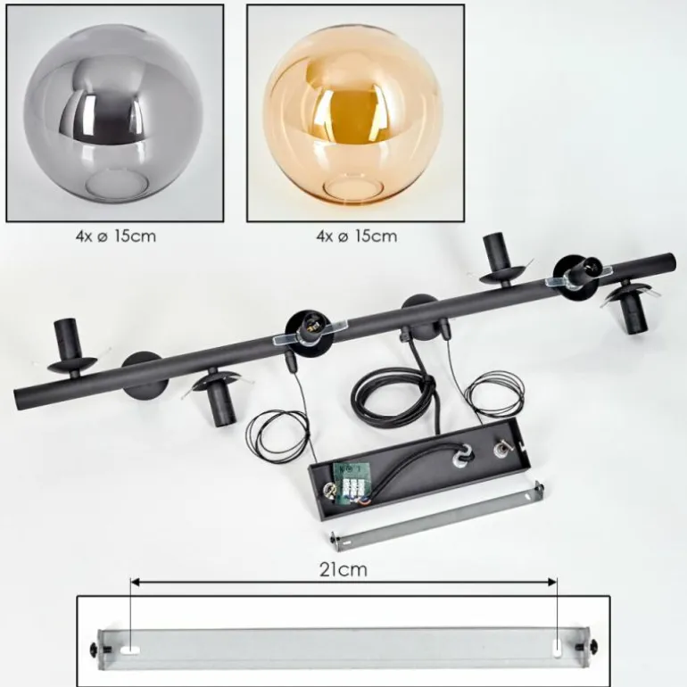 Gastor Suspension, Boule lumineuse, Suspension Ambre, Fumé, 8 lumières