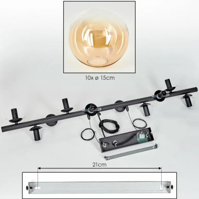 Gastor Suspension, Boule lumineuse, Suspension Ambre, Clair, 10 lumières