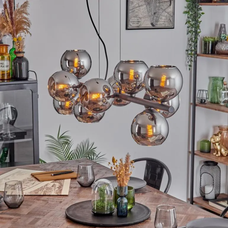Gastor Suspension, Boule lumineuse, Suspension Chrome, Fumé, 10 lumières