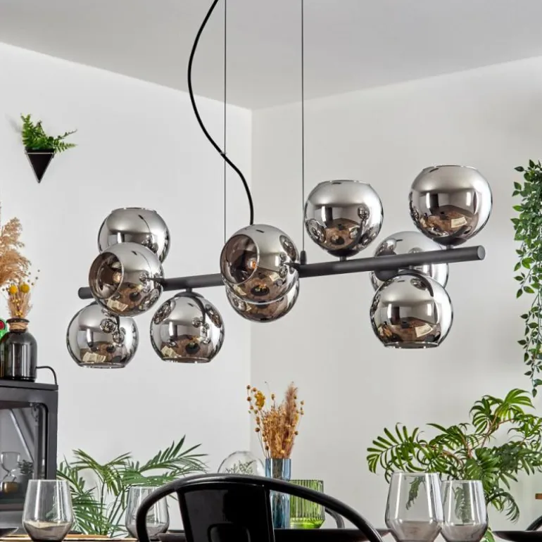 Gastor Suspension, Boule lumineuse, Suspension Chrome, Fumé, 10 lumières