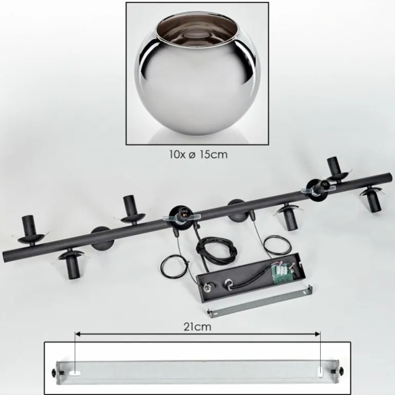 Gastor Suspension, Boule lumineuse, Suspension Chrome, Fumé, 10 lumières