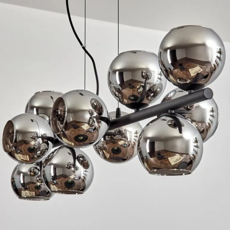 Gastor Suspension, Boule lumineuse, Suspension Chrome, Fumé, 10 lumières