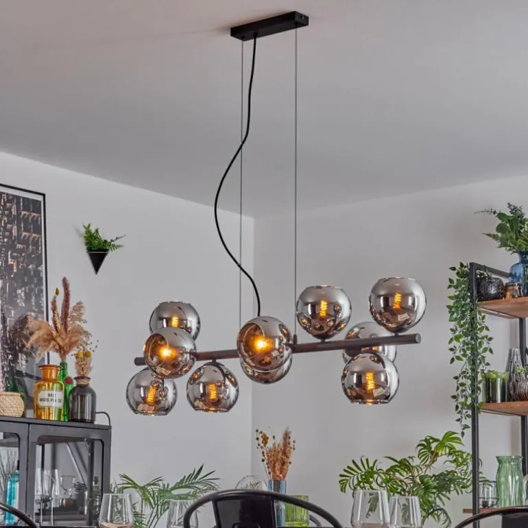Gastor Suspension, Boule lumineuse, Suspension Chrome, Fumé, 10 lumières