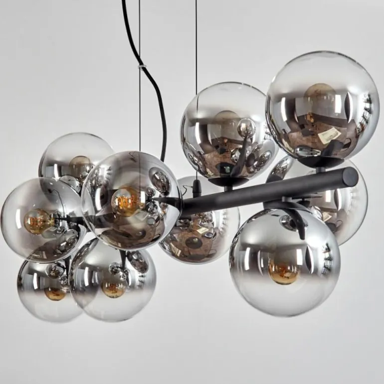 Gastor Suspension, Boule lumineuse, Suspension Chrome, Clair, Fumé, 10 lumières