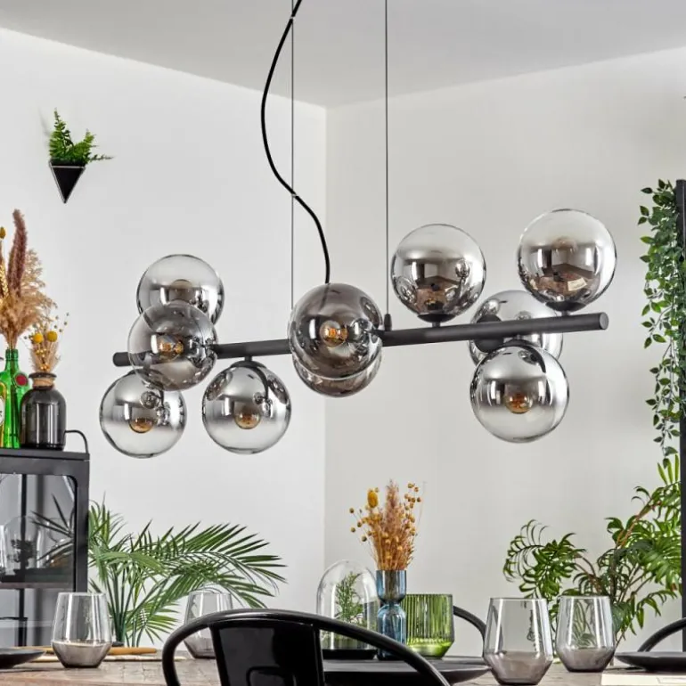 Gastor Suspension, Boule lumineuse, Suspension Chrome, Clair, Fumé, 10 lumières