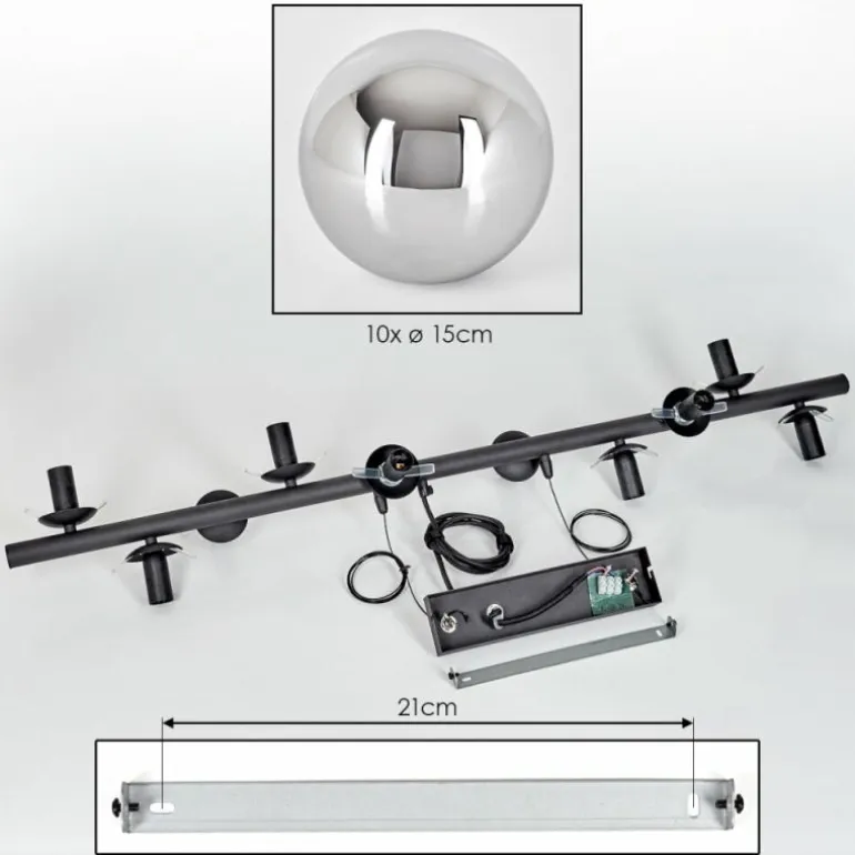 Gastor Suspension, Boule lumineuse, Suspension Chrome, Fumé, 10 lumières