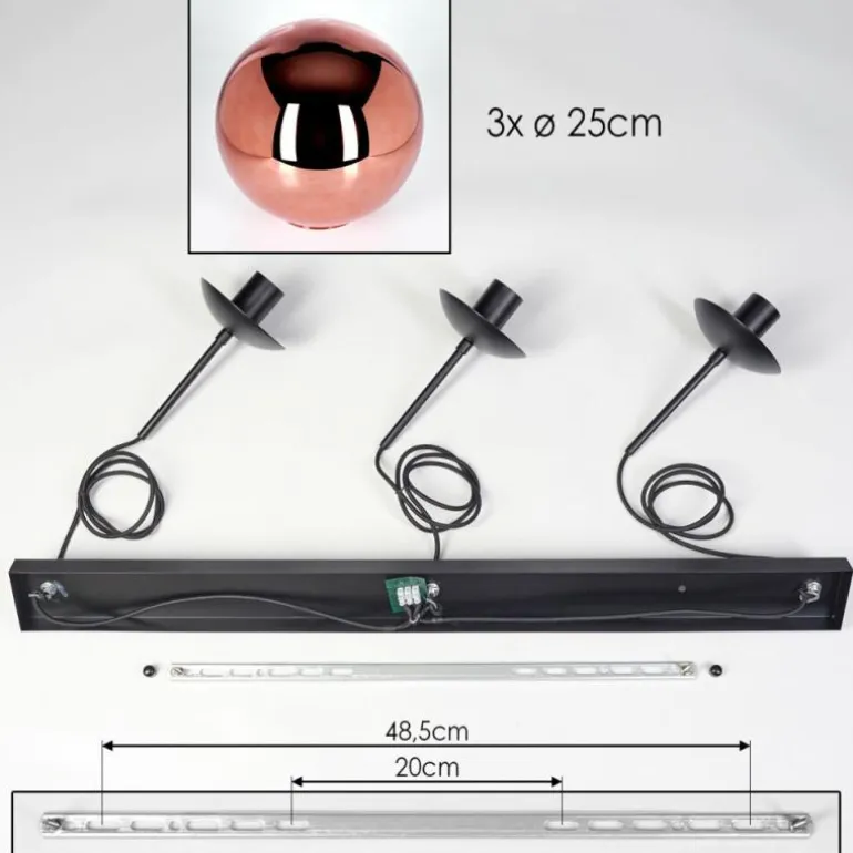 Gastor Suspension, Boule lumineuse, Suspension Cuivré, 3 lumières