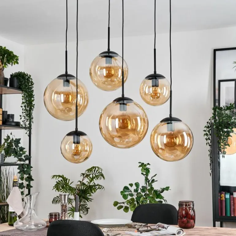 Gastor Suspension, Boule lumineuse, Suspension Ambre, 6 lumières