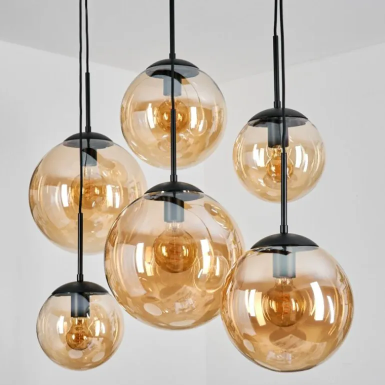 Gastor Suspension, Boule lumineuse, Suspension Ambre, 6 lumières