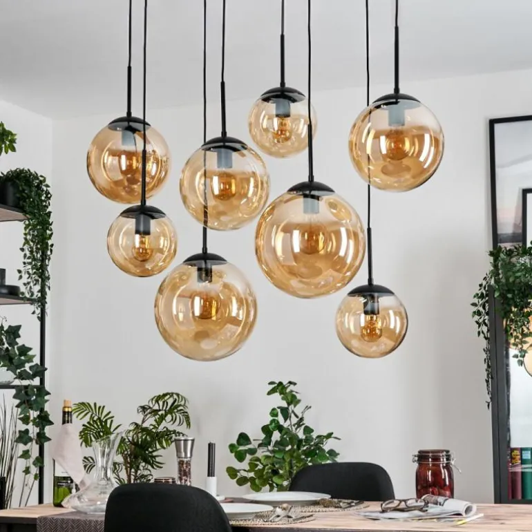 Gastor Suspension, Boule lumineuse, Suspension Ambre, 8 lumières