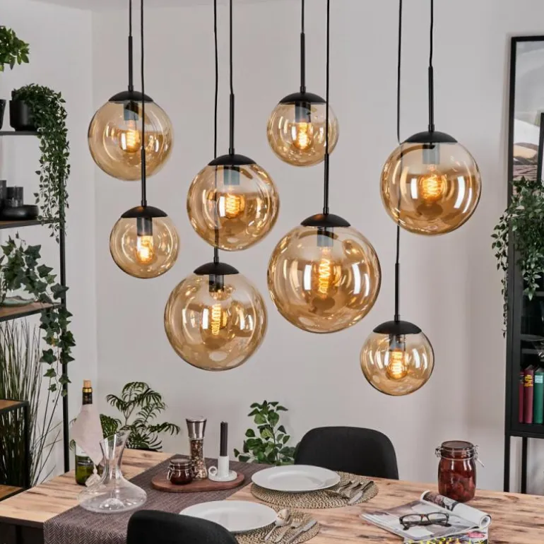 Gastor Suspension, Boule lumineuse, Suspension Ambre, 8 lumières