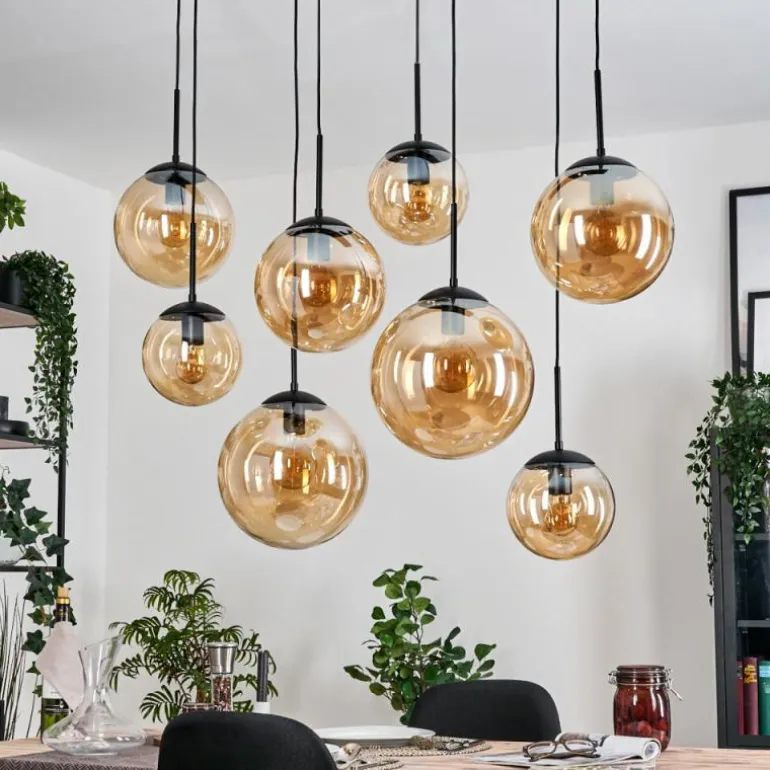 Gastor Suspension, Boule lumineuse, Suspension Ambre, 8 lumières