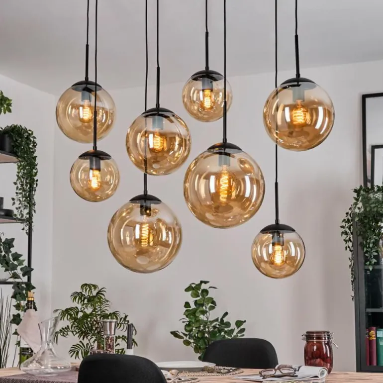 Gastor Suspension, Boule lumineuse, Suspension Ambre, 8 lumières