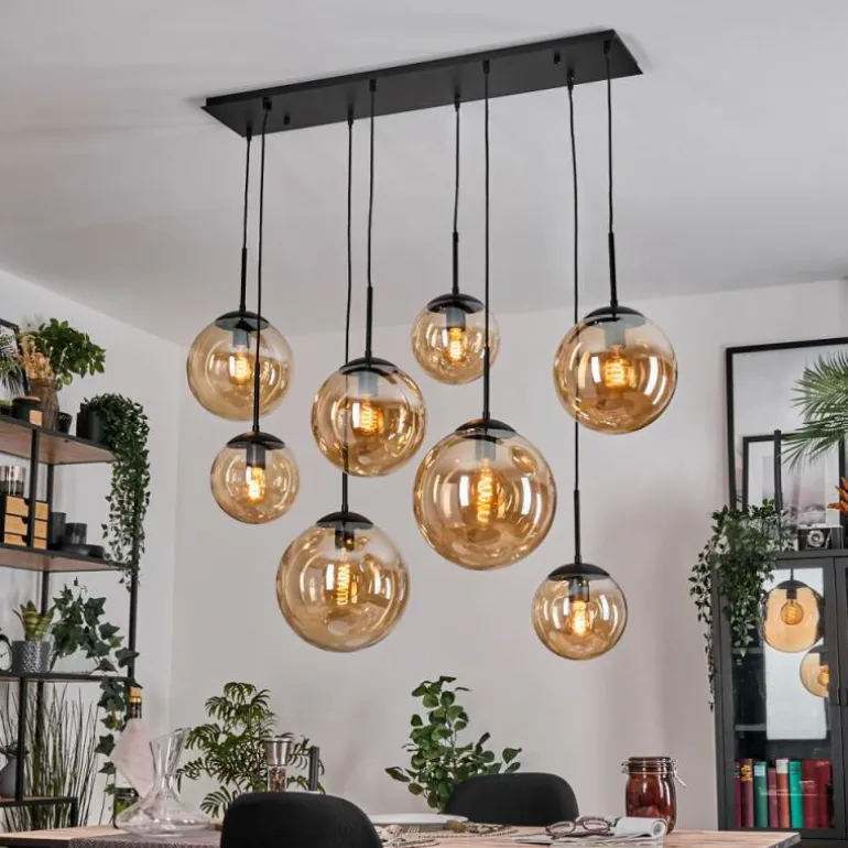 Gastor Suspension, Boule lumineuse, Suspension Ambre, 8 lumières