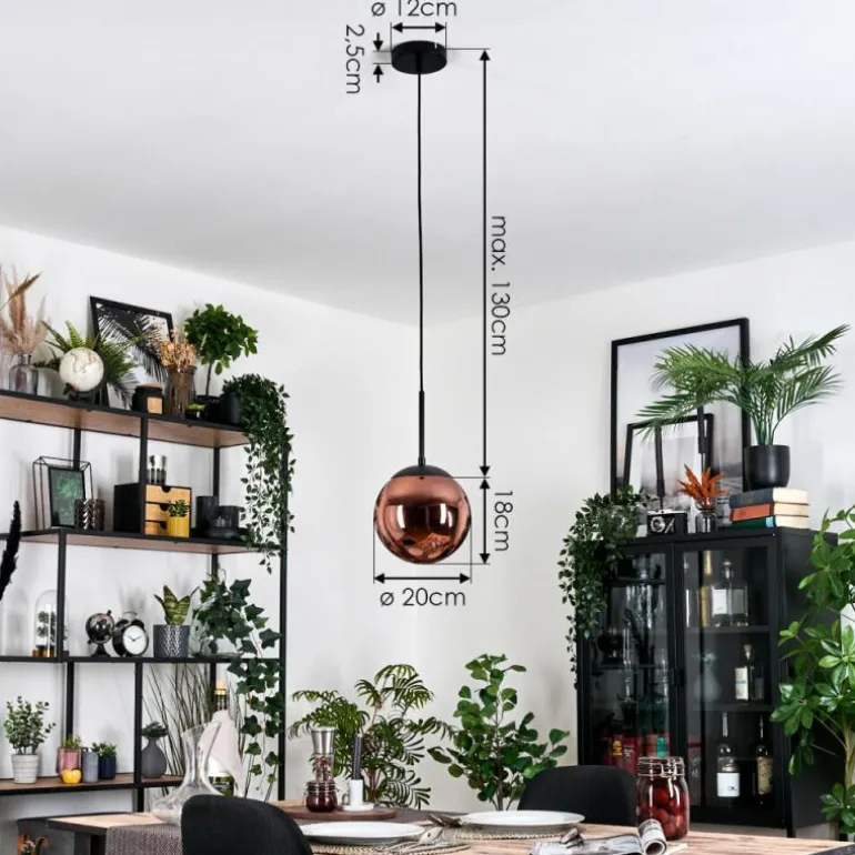 Gastor Suspension, Boule lumineuse, Suspension Cuivré, 1 lumière
