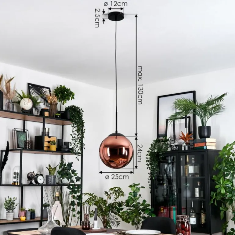 Gastor Suspension, Boule lumineuse, Suspension Cuivré, 1 lumière