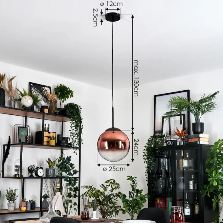 Gastor Suspension, Boule lumineuse, Suspension Clair, Cuivré, 1 lumière